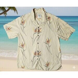 Katin Men's Paradise Short Slv Shirt Size XL, Hawaiian,Surf,Beach,Cream Color